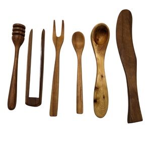 Artisan Handcrafted Wood Charcuterie Serving Utensils Spoon Spreader Tongs Fork